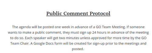 Public Comment Protocol